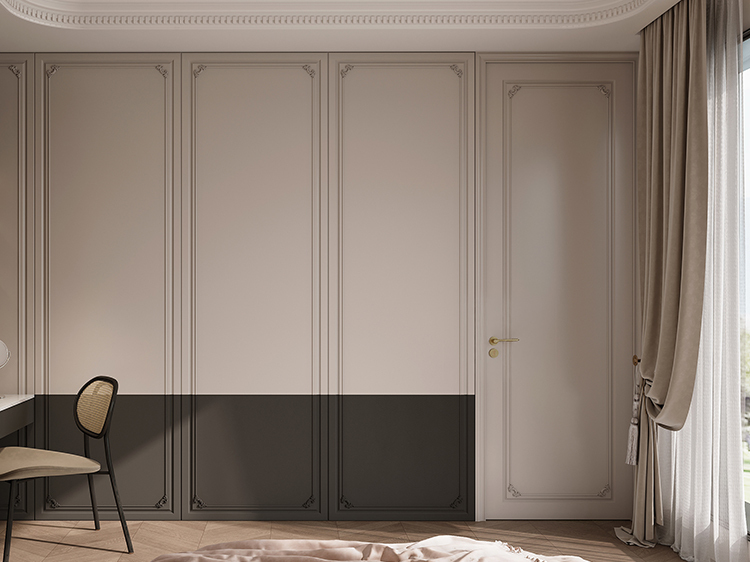 Elegant carved wooden door W-D167