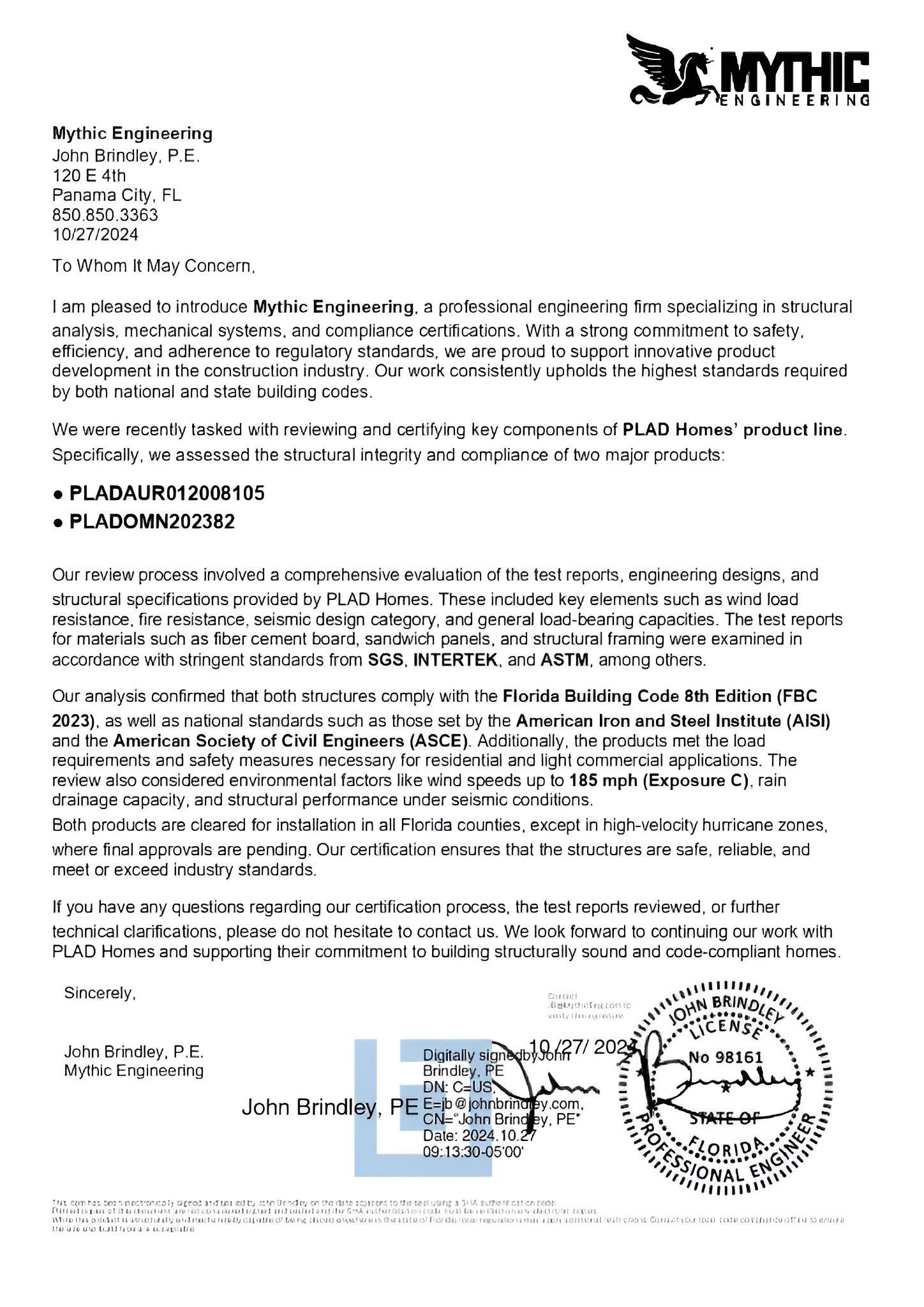 PLAD Homes Certification Document — Page 8